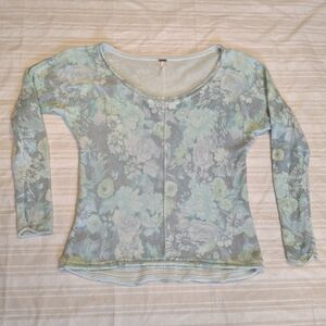 Free People Flower Bomb Angora Blend Slouchy Floral Sweater Top Womens M Boho